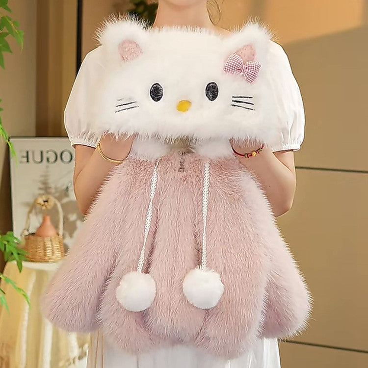 Girls' Fur Outwear 2025 New Kt Cat Fashionable Kidsren's Clothing Autumn and Winter Thickeneded Cute Fur Sweater…