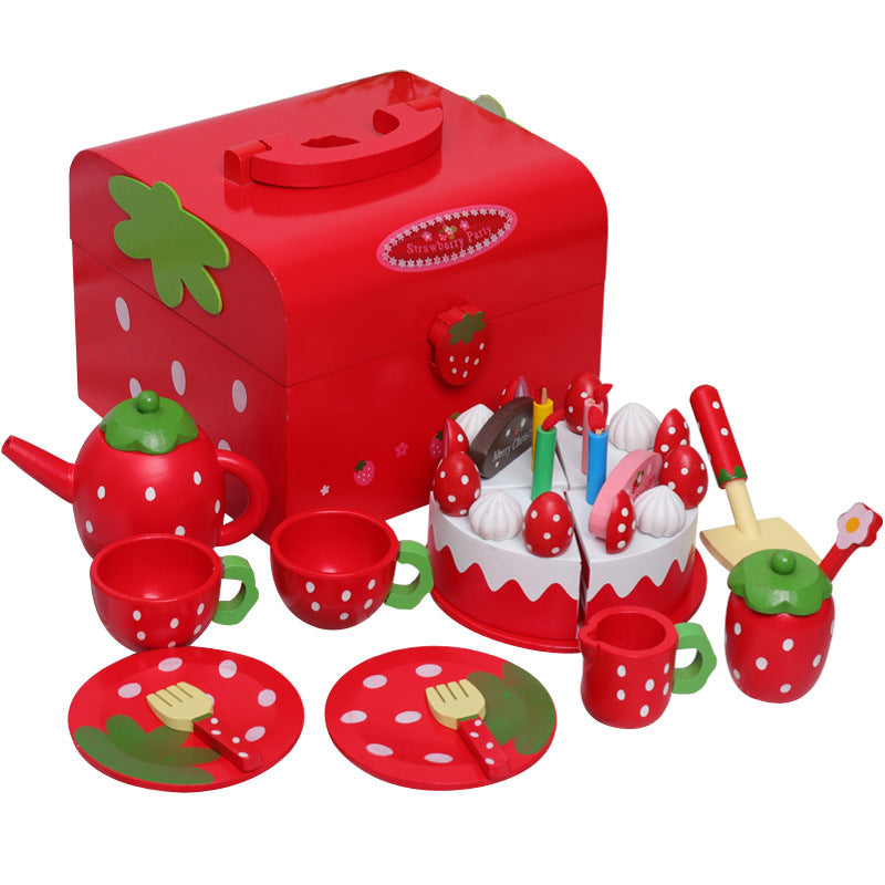 Girl's new year birthday gift simulation cake children's wooden cutting play house kitchen little Princess toy - image 5
