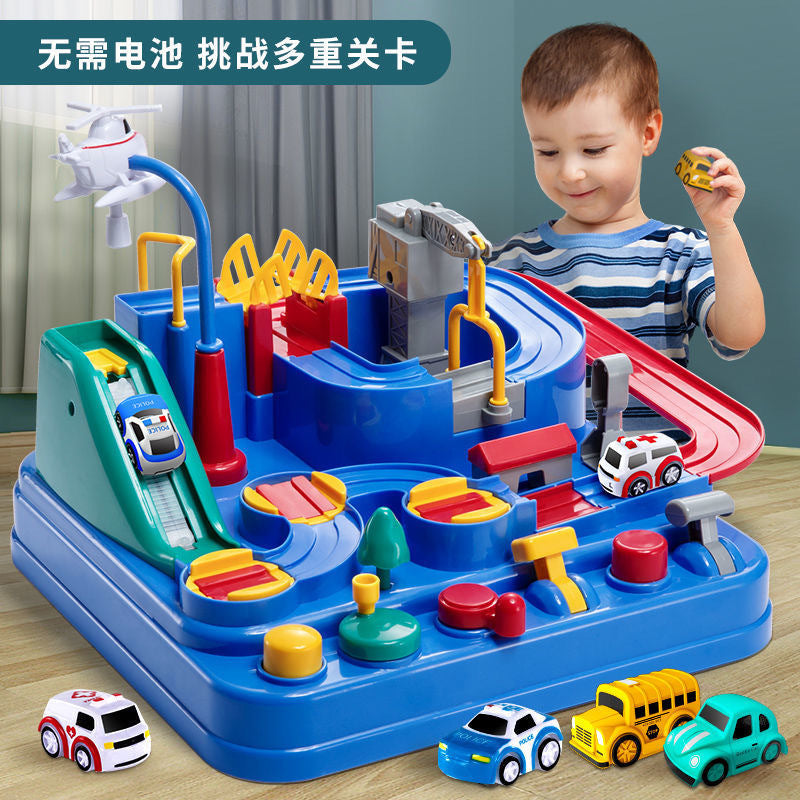 Tiktok Internet Popular Car Breaking through the Great Adventure Children's Inertia Rail Car Toy Car Educational…