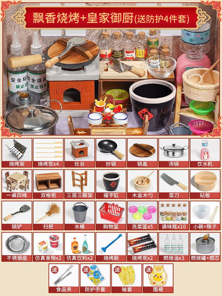 Children's mini kitchen toys can really cook house cooking wooden full set of simulation kitchenware suit manufacturers…
