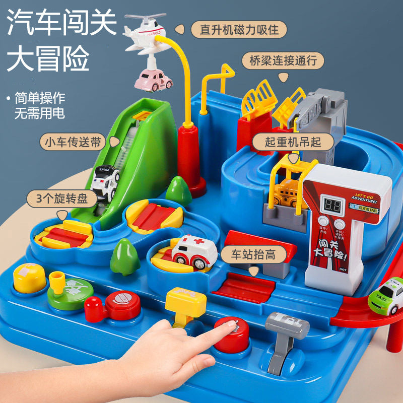 Tiktok Internet Popular Car Breaking through the Great Adventure Children's Inertia Rail Car Toy Car Educational…