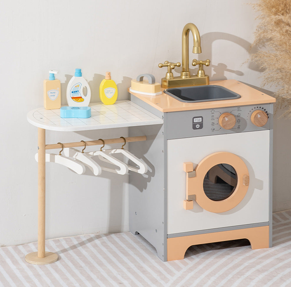 Danish Children's Pretend Play Kitchen Cooking Toy Set with Realistic Sound and Light, Refrigerator, and Wooden Stove…
