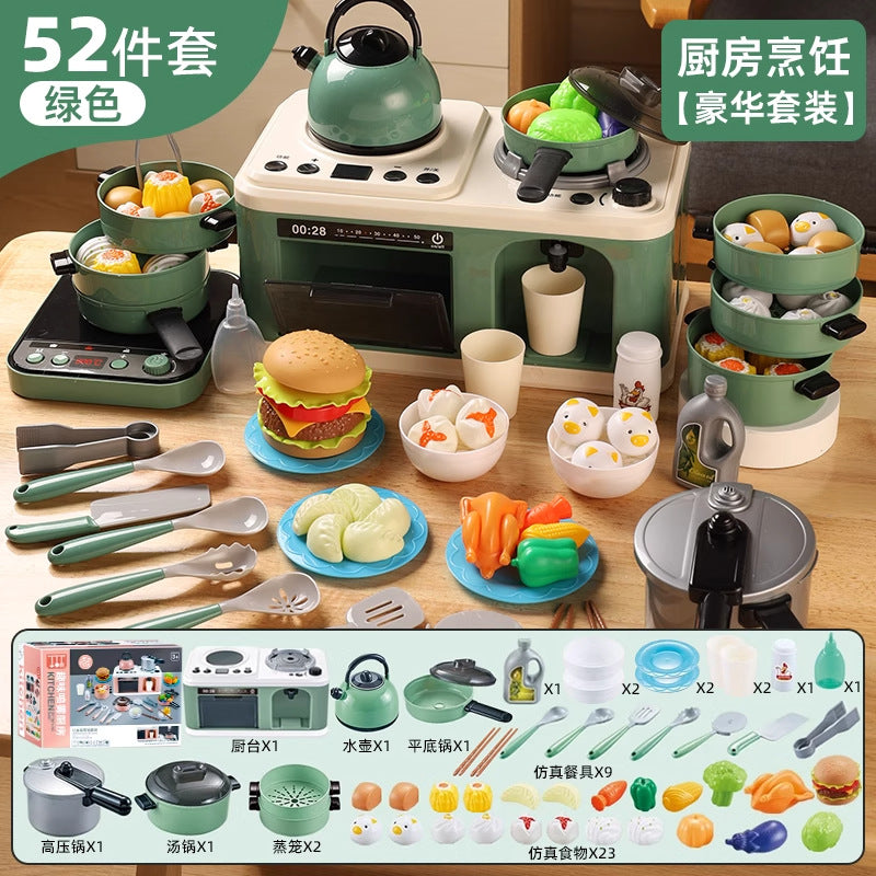 Children's Kitchen Cooking Toys Full Set of Simulated Fun Spray Multi-Functional Stove Baby Play House Cooking Gift…