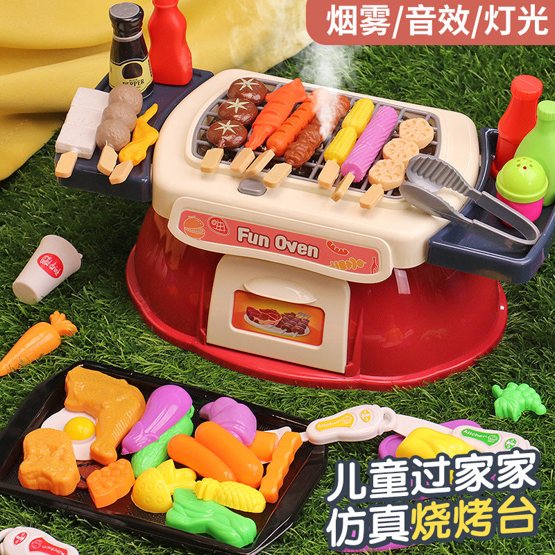 Children's Play House DIY Dining Table Kitchen Cooking Artificial Barbecue Table Skewers Baby 0-3 Years Old Educational…