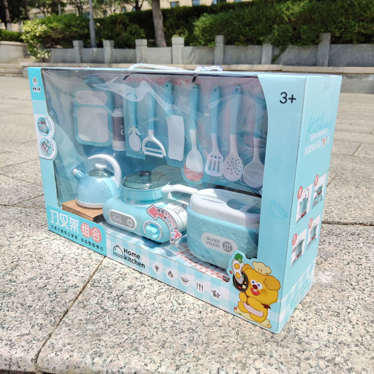 Child Prodigy Small Kitchen Knife and Fork Rack Gas Stove Combination Artificial Kitchen Utensils Cooking Play House…