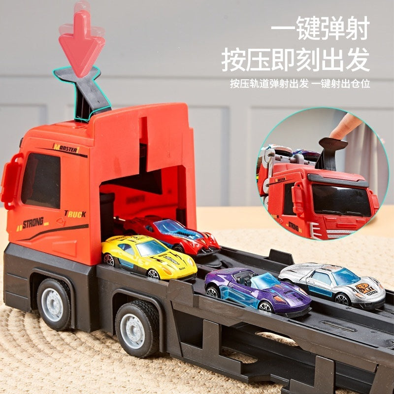 2026 children's toy car for boys aged 3 to 6, alloy transforming large truck with launch track, educational birthday…