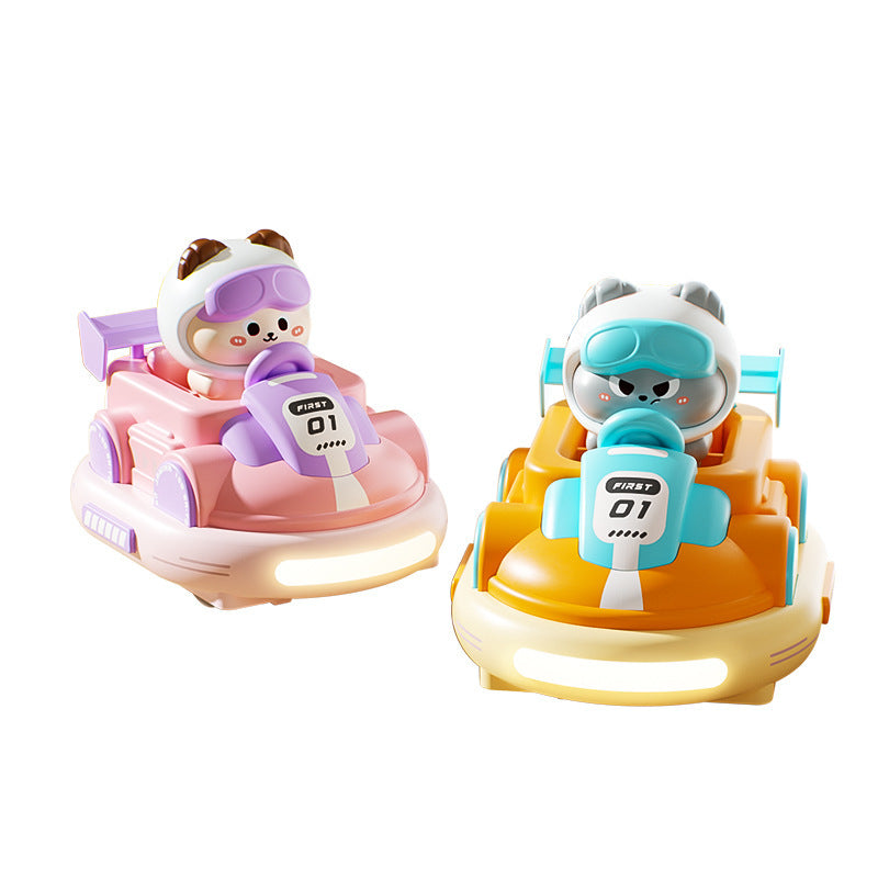 Cute remote-controlled bumper car for kids, featuring sound and light effects, and a 2.4G remote control for battling other…