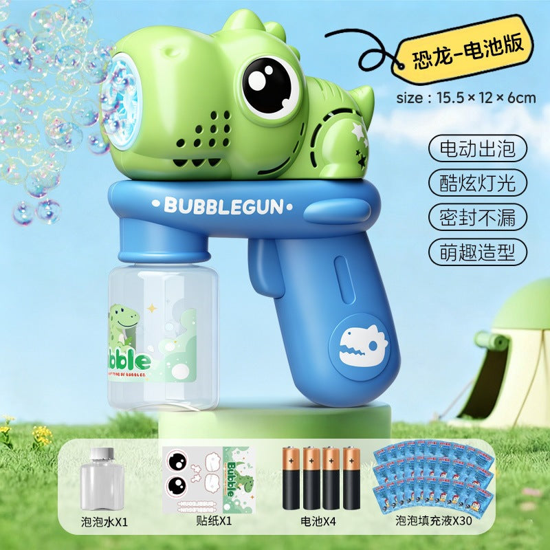 Upgraded Electric Cartoon Bubble Gun with One-Touch Bubble Release and Lights, Safe for Babies, Leak-Proof Outdoor Bubble…