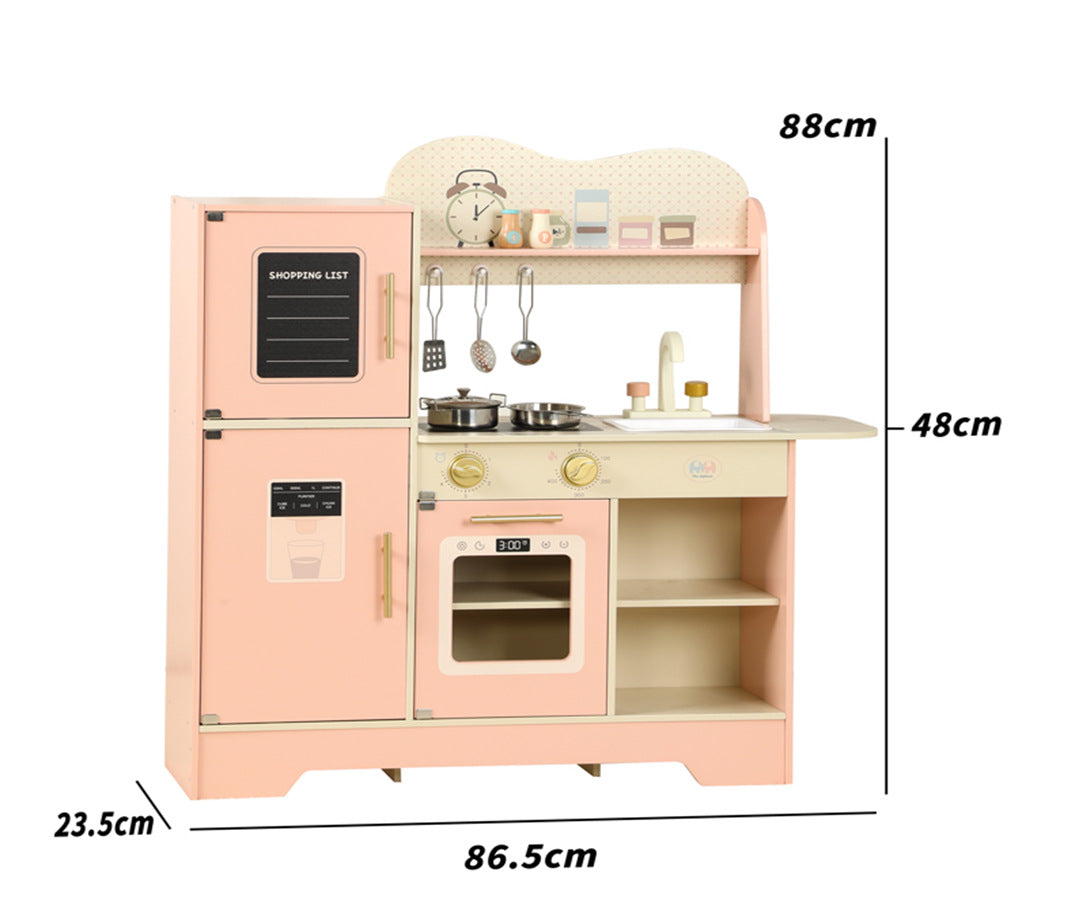 Danish Children's Pretend Play Kitchen Cooking Toy Set with Realistic Sound and Light, Refrigerator, and Wooden Stove…