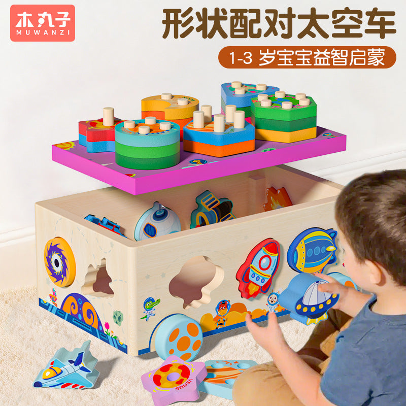 Montessori Early Education Educational Toys Shape Matching Cognitive Wooden Toy Set for Children Boys and Girls I…
