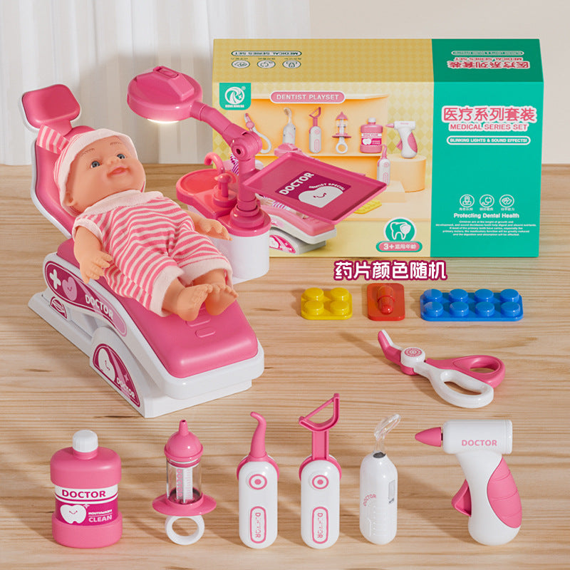 Children play house toys simulation dental doctor can water injection boys and girls toys suit - 5509 dentist bed 12-piece…