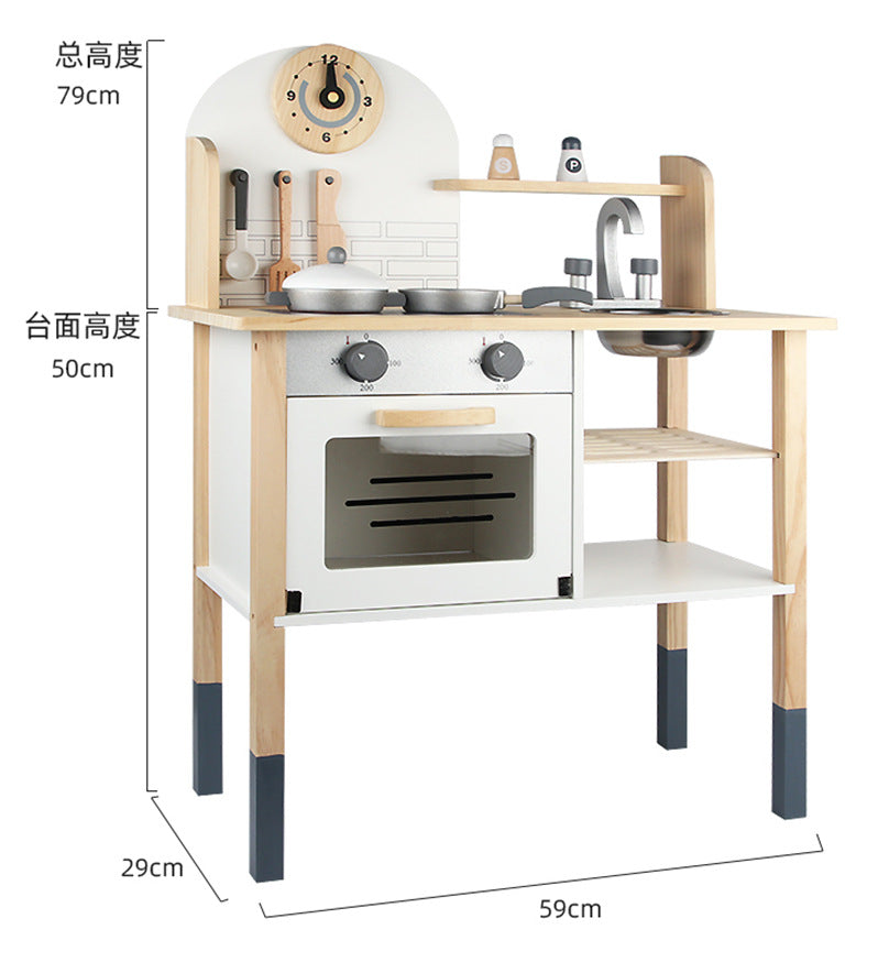 Danish Children's Pretend Play Kitchen Cooking Toy Set with Realistic Sound and Light, Refrigerator, and Wooden Stove…