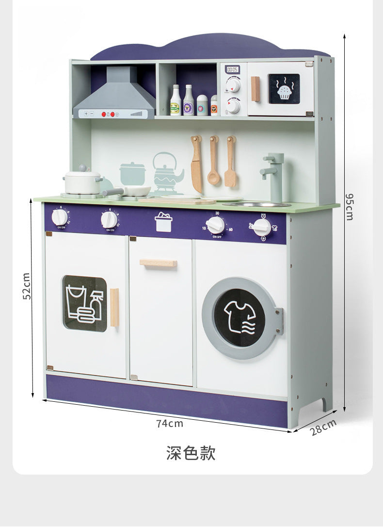 Danish Children's Pretend Play Kitchen Cooking Toy Set with Realistic Sound and Light, Refrigerator, and Wooden Stove…