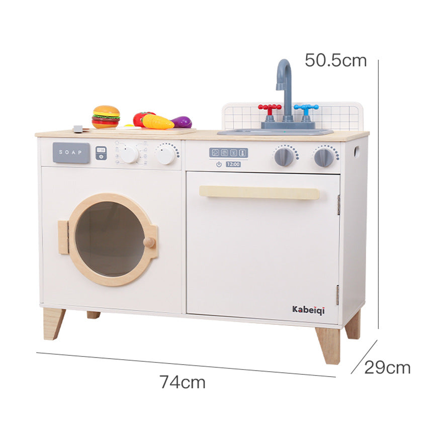 Danish Children's Pretend Play Kitchen Cooking Toy Set with Realistic Sound and Light, Refrigerator, and Wooden Stove…