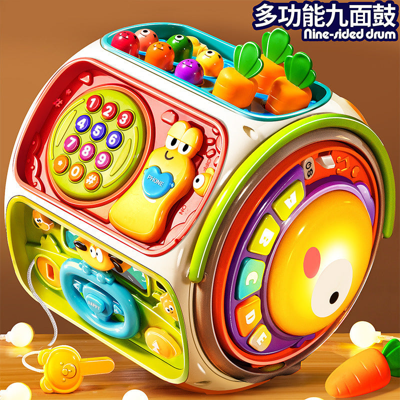 Cross-border Infant Polyhedron Hand-clapped Drum Baby Music Clap Drum Nine-sided Body Early Education Puzzle Toys for 0-3…