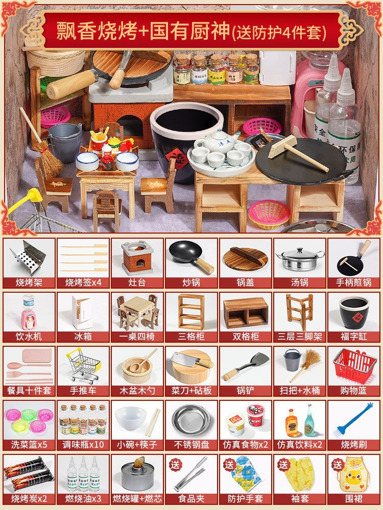 Children's mini kitchen toys can really cook house cooking wooden full set of simulation kitchenware suit manufacturers…