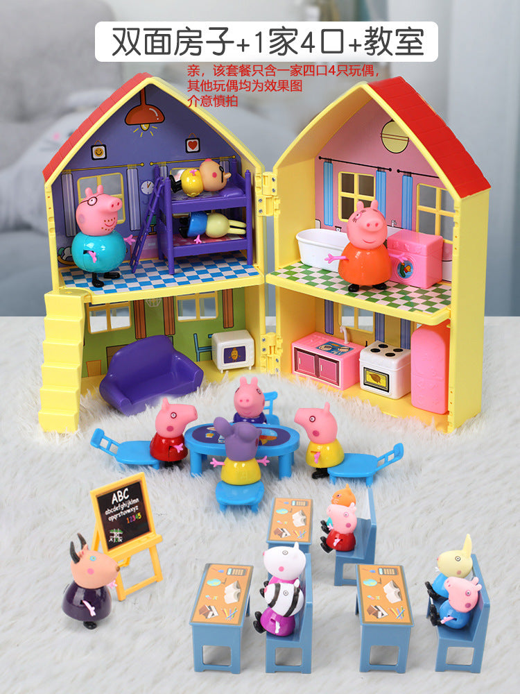 Peppa Pig Toy Play House Double-Sided House Educational Doll for Girls Boys Children's Day Gift - Double-sided house +…