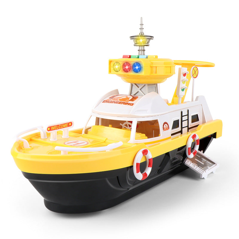 New Children's Large Inertia Storage Boat with Light Music Boys and Girls Baby Fire Police Car Toy Model - image 5