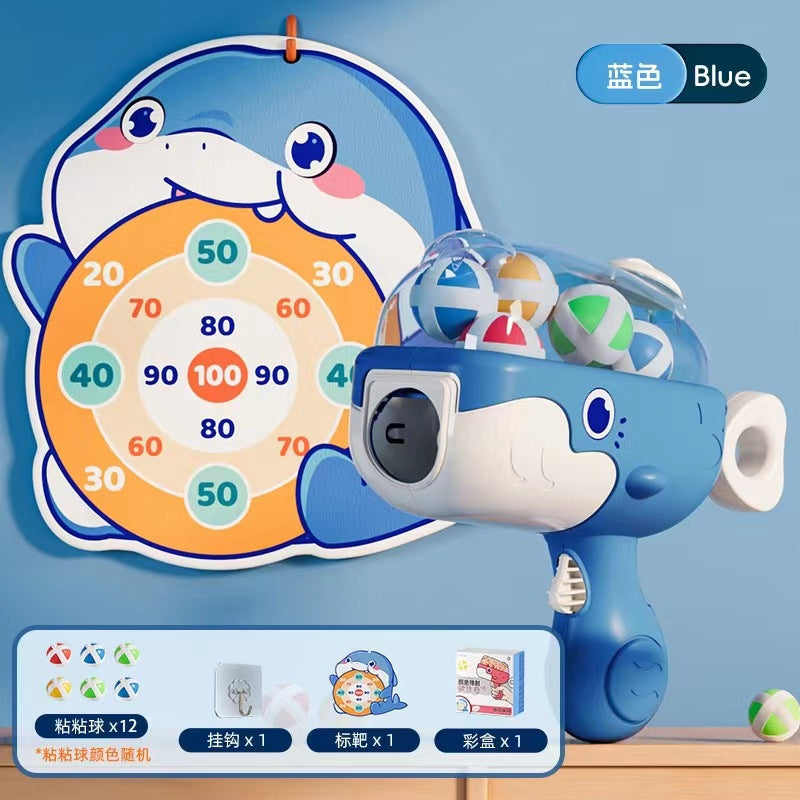Douyin popular whale ball gun sticky ball target ball toy children's personal interactive shooting boy toy - (Color box)…