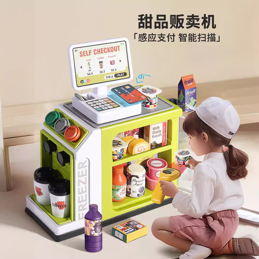 Cross-Border Children's Pretend Supermarket Cash Register Coffee Refrigerator Educational Role-Playing Toys Girls' Birthday…