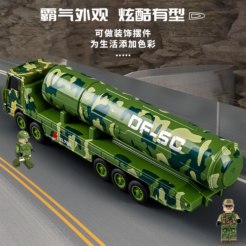 Boy's Missile Vehicle Model Can Launch Missiles Dongfeng 61-5C Intercontinental Missile Children's Alloy Military Vehicle…