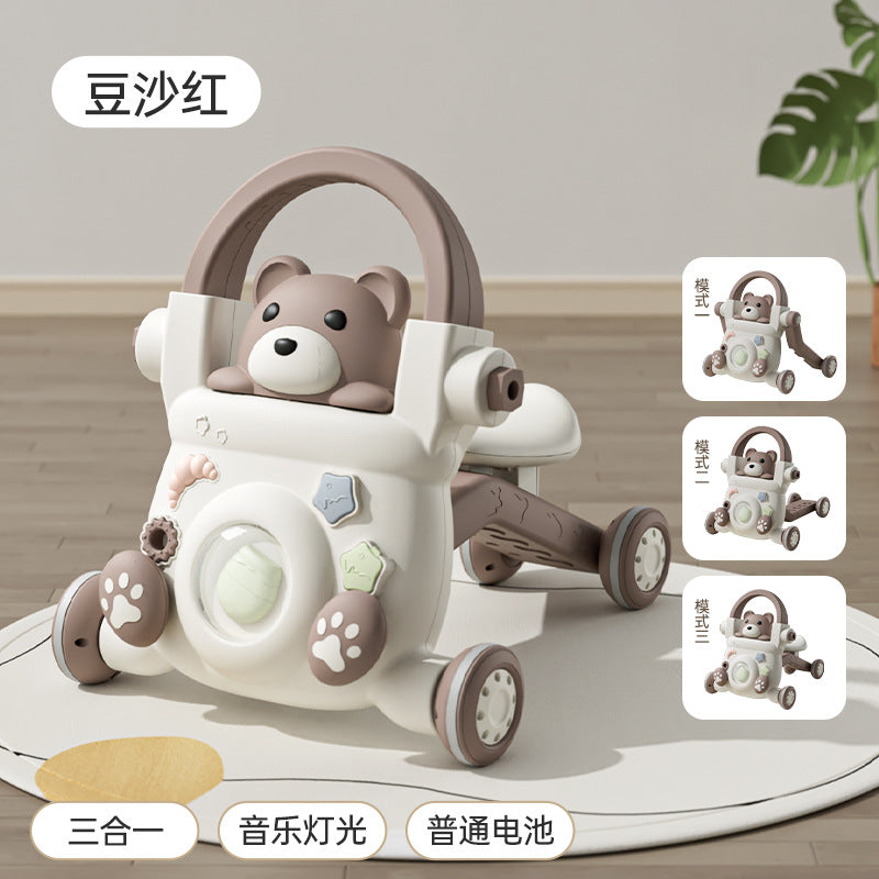 Baby Walker Anti-O-Leg Infant Multi-Functional Music Light Walking Stroller Child Toy Cartoon Walker - Bean paste red…