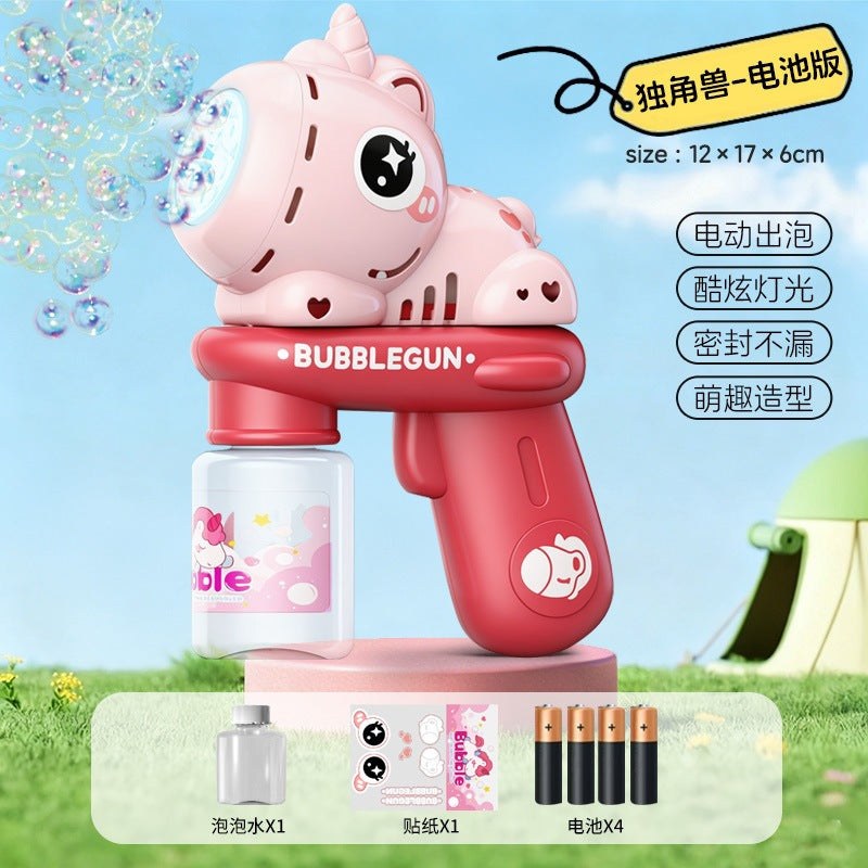 Upgraded Electric Cartoon Bubble Gun with One-Touch Bubble Release and Lights, Safe for Babies, Leak-Proof Outdoor Bubble…
