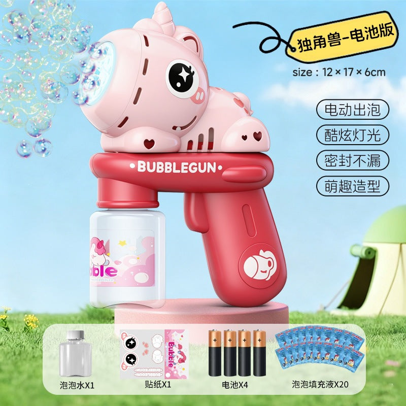 Upgraded Electric Cartoon Bubble Gun with One-Touch Bubble Release and Lights, Safe for Babies, Leak-Proof Outdoor Bubble…