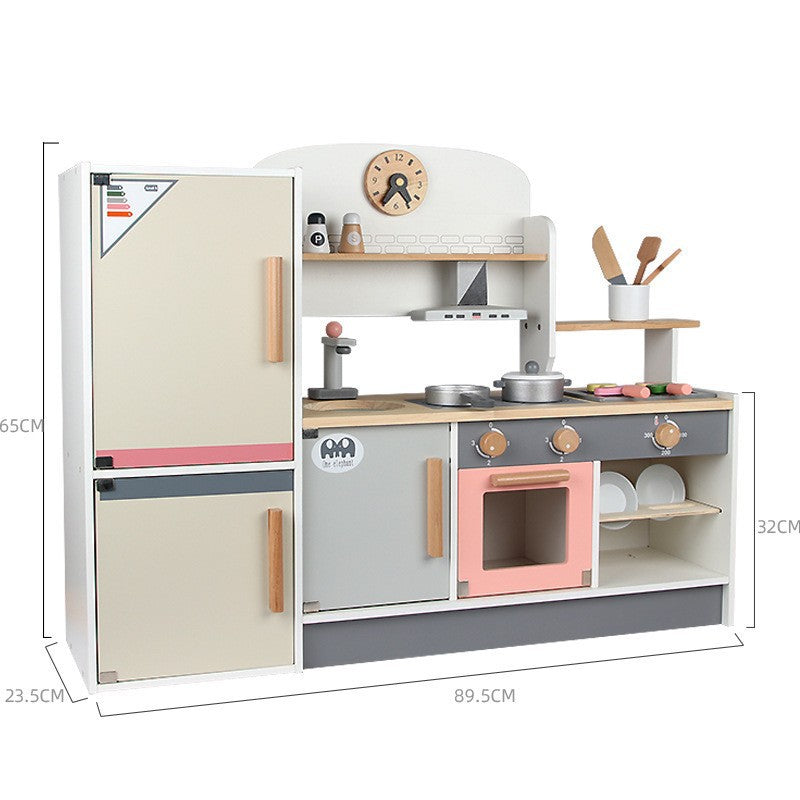 Danish Children's Pretend Play Kitchen Cooking Toy Set with Realistic Sound and Light, Refrigerator, and Wooden Stove…