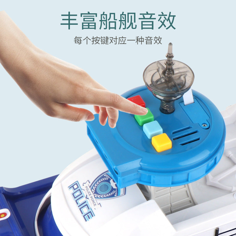 New Children's Large Inertia Storage Boat with Light Music Boys and Girls Baby Fire Police Car Toy Model - image 4