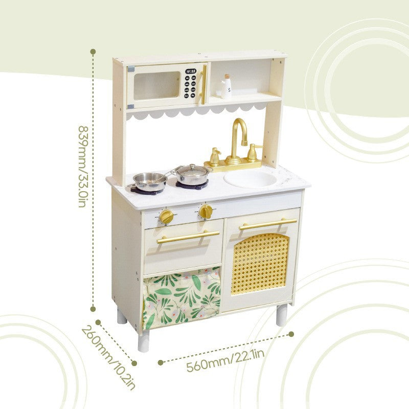 Danish Children's Pretend Play Kitchen Cooking Toy Set with Realistic Sound and Light, Refrigerator, and Wooden Stove…