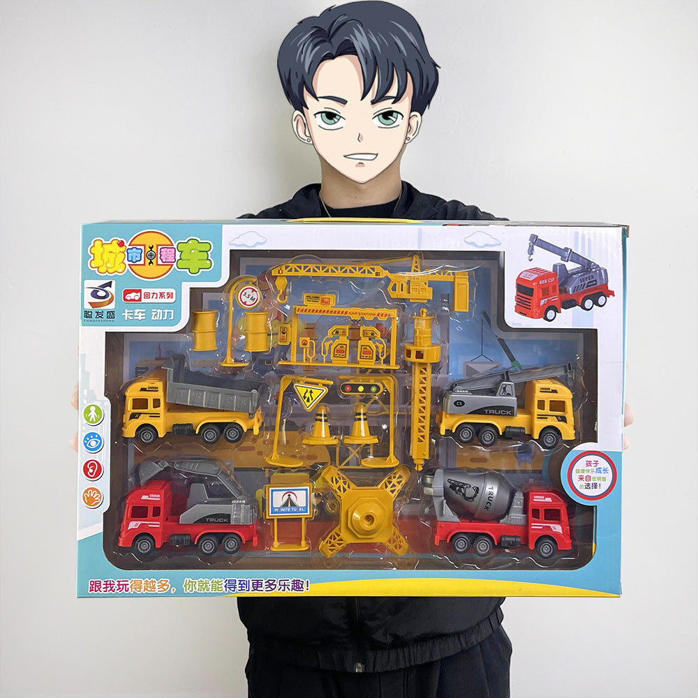 Construction Vehicle Fire Truck Toy Set Toy Car Pull-Back Car Kindergarten Training Institution Gift Boy Toy - Big gift box…