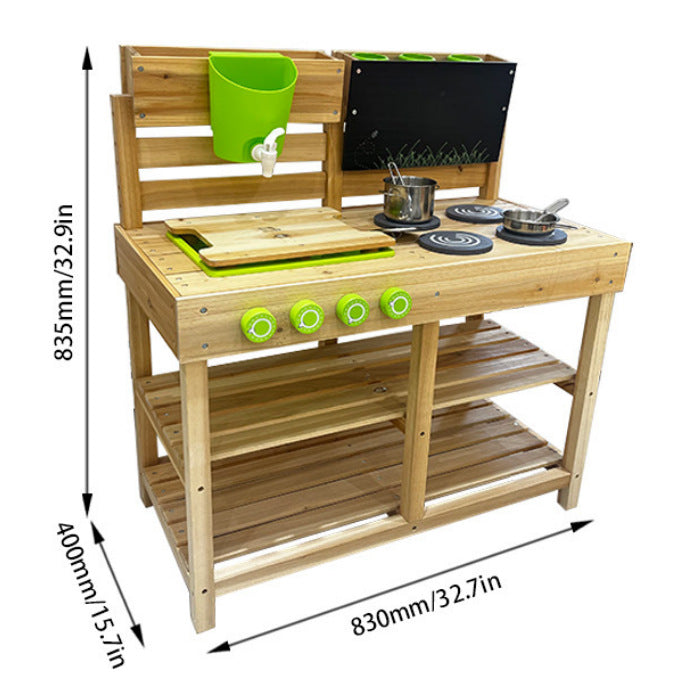 Danish Children's Pretend Play Kitchen Cooking Toy Set with Realistic Sound and Light, Refrigerator, and Wooden Stove…