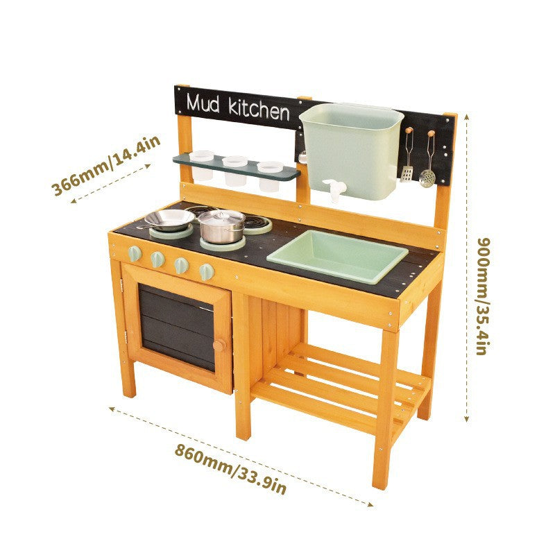 Danish Children's Pretend Play Kitchen Cooking Toy Set with Realistic Sound and Light, Refrigerator, and Wooden Stove…
