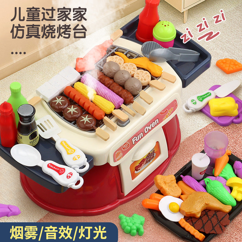 Children's Play House DIY Dining Table Kitchen Cooking Artificial Barbecue Table Skewers Baby 0-3 Years Old Educational…