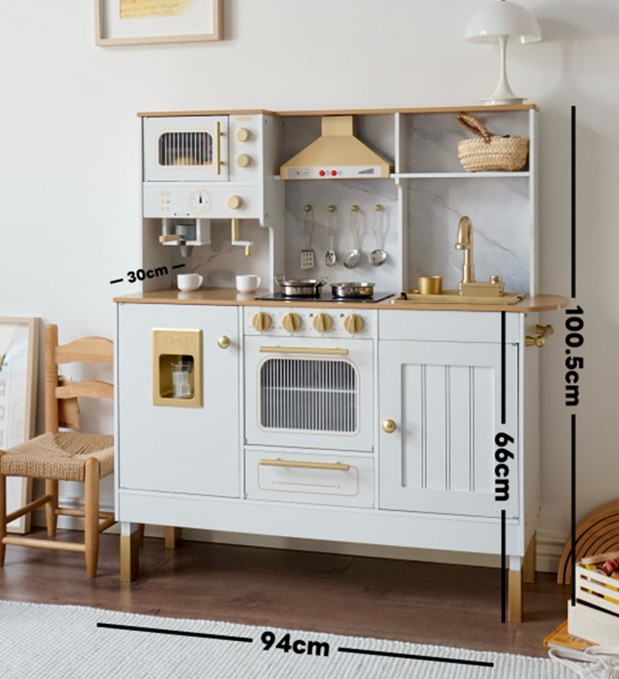 Danish Children's Pretend Play Kitchen Cooking Toy Set with Realistic Sound and Light, Refrigerator, and Wooden Stove…
