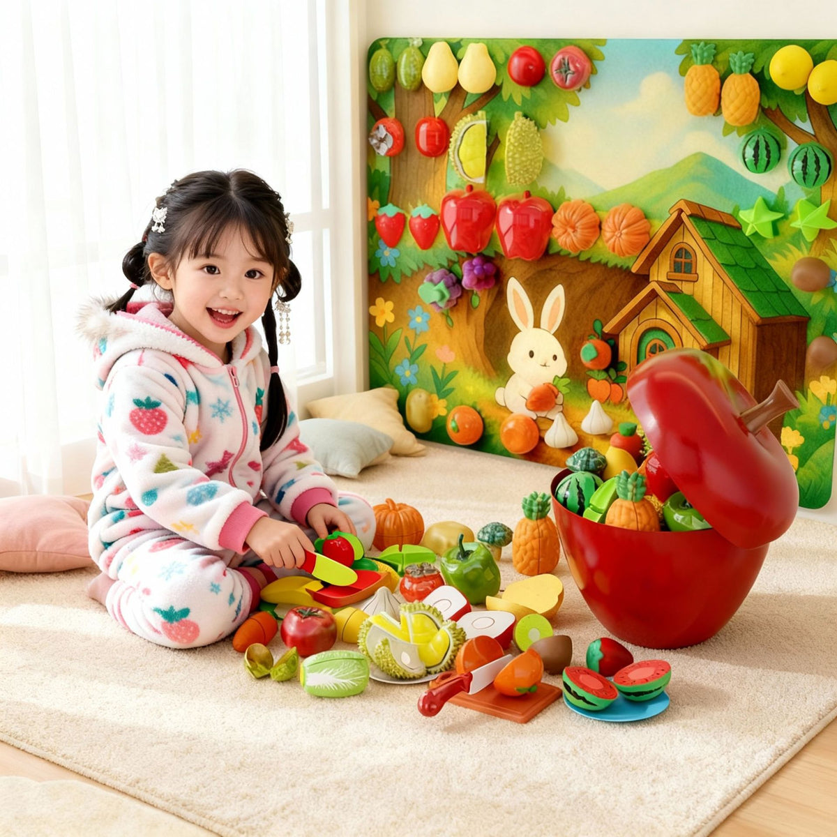 Fruit Cutting Fun Felt Board Busy Board Baby Montessori Early Education Educational Toy Board Fruit Picking Fun Learning…