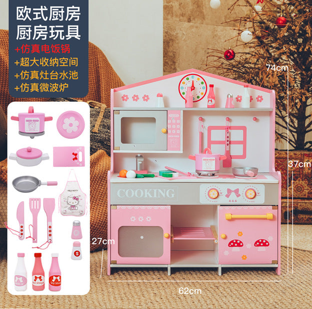 Danish Children's Pretend Play Kitchen Cooking Toy Set with Realistic Sound and Light, Refrigerator, and Wooden Stove…