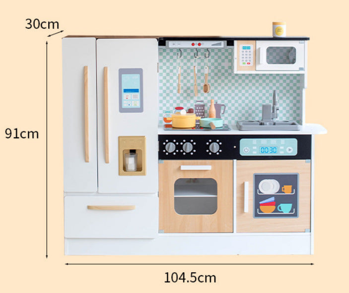 Danish Children's Pretend Play Kitchen Cooking Toy Set with Realistic Sound and Light, Refrigerator, and Wooden Stove…