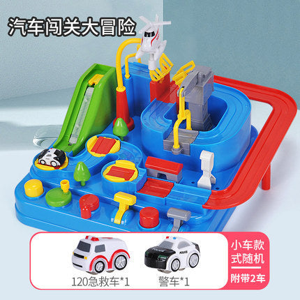 Tiktok Internet Popular Car Breaking through the Great Adventure Children's Inertia Rail Car Toy Car Educational…