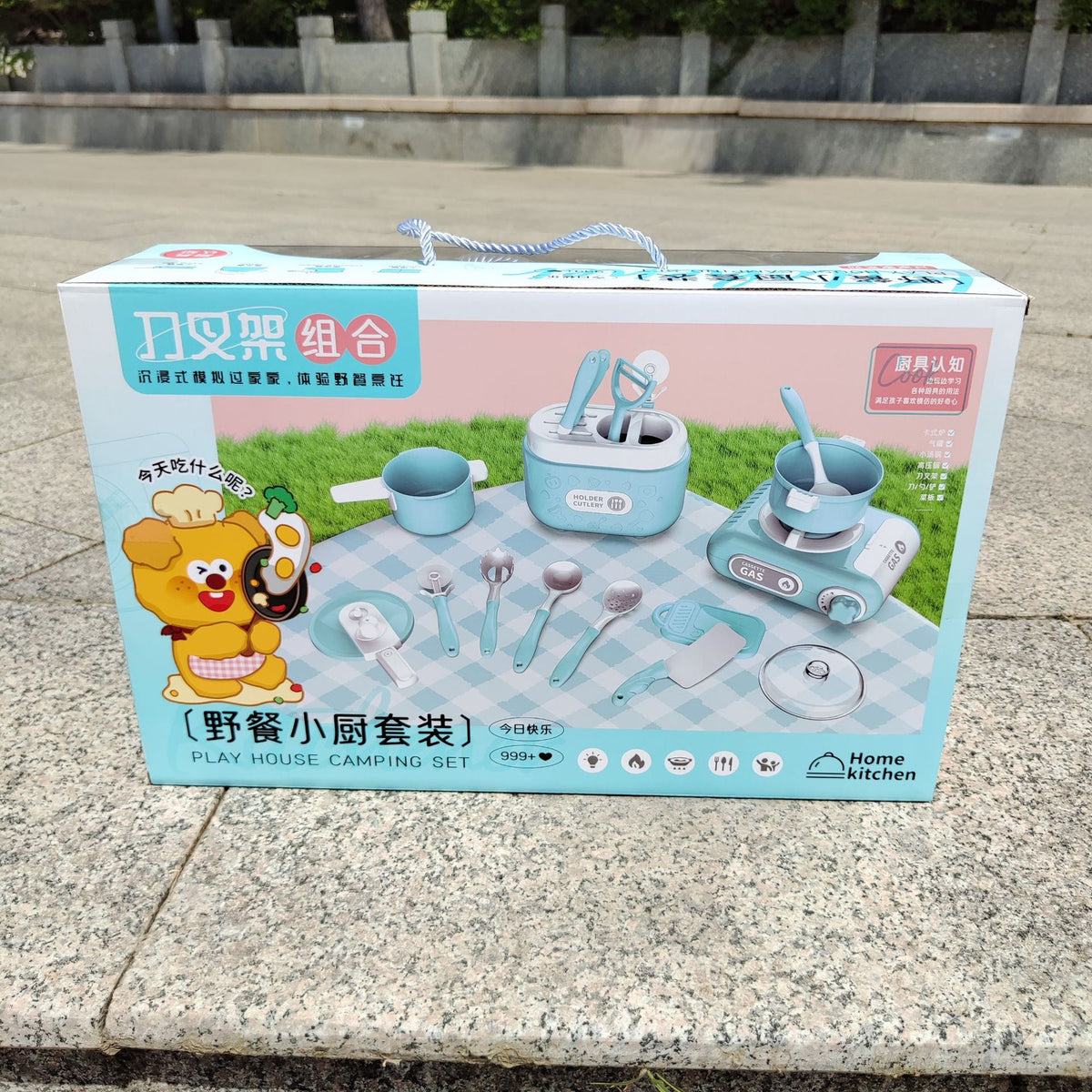 Child Prodigy Small Kitchen Knife and Fork Rack Gas Stove Combination Artificial Kitchen Utensils Cooking Play House…
