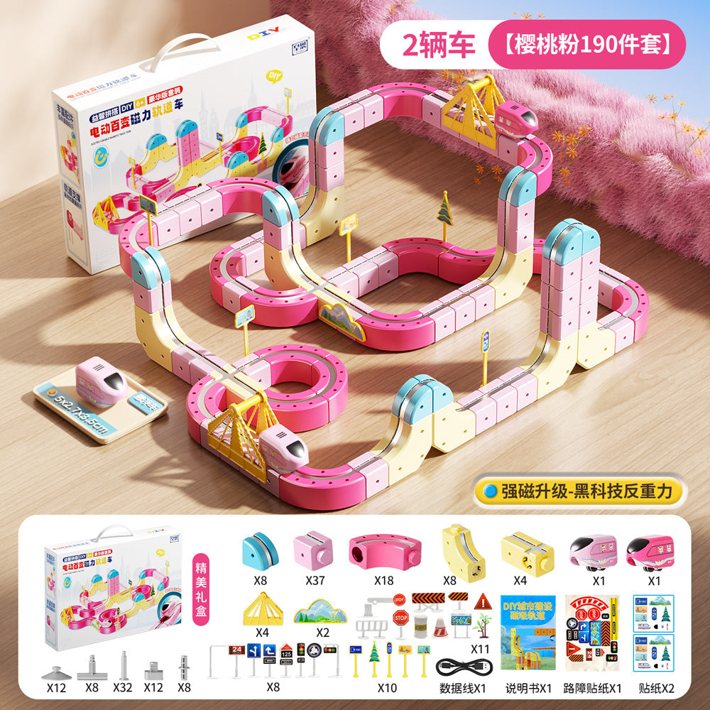 Children's Educational Electric Magnetic High-Speed Train Magic Track Cube DIY Magnetic Assembly Toy for Boys and Girls…
