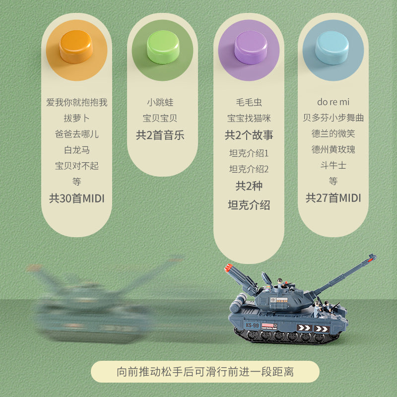 Cross-border new storage military tank model children Boy with sound and light story multi-function toy car hot sale…