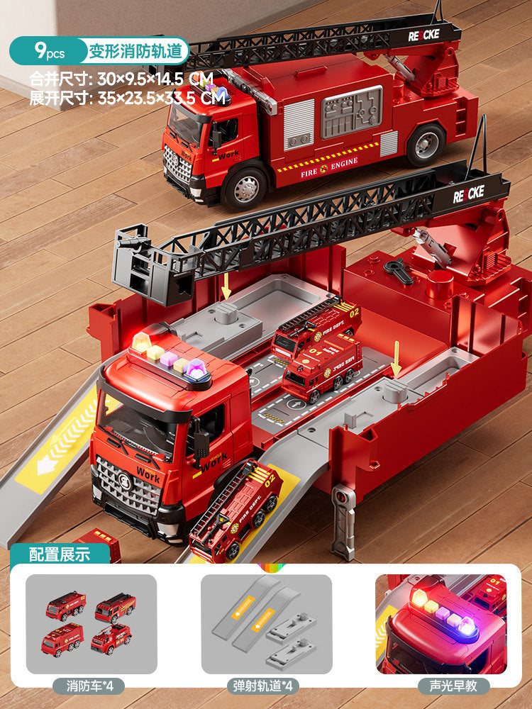 Hot-Selling Large Fire Truck Toy for Boys, Ladder Truck, Transforming Water Spray Children's Set, Car Toy for 2-3 Years…