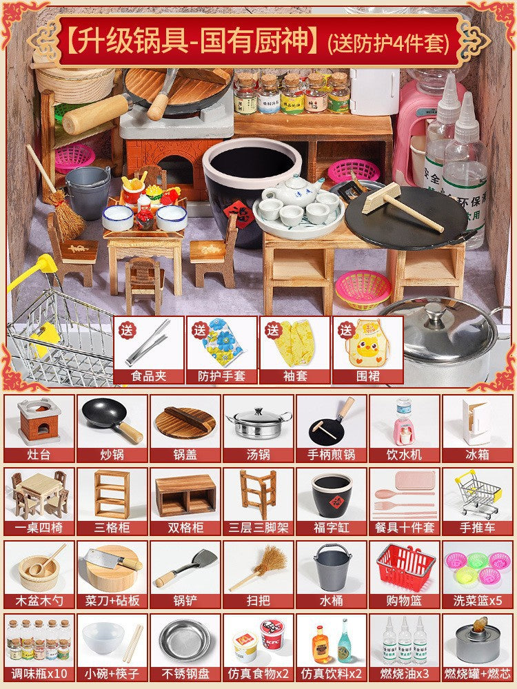 Children's mini kitchen toys can really cook house cooking wooden full set of simulation kitchenware suit manufacturers…