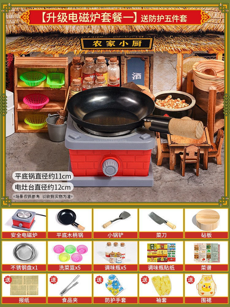 Children's mini kitchen toys can really cook house cooking wooden full set of simulation kitchenware suit manufacturers…