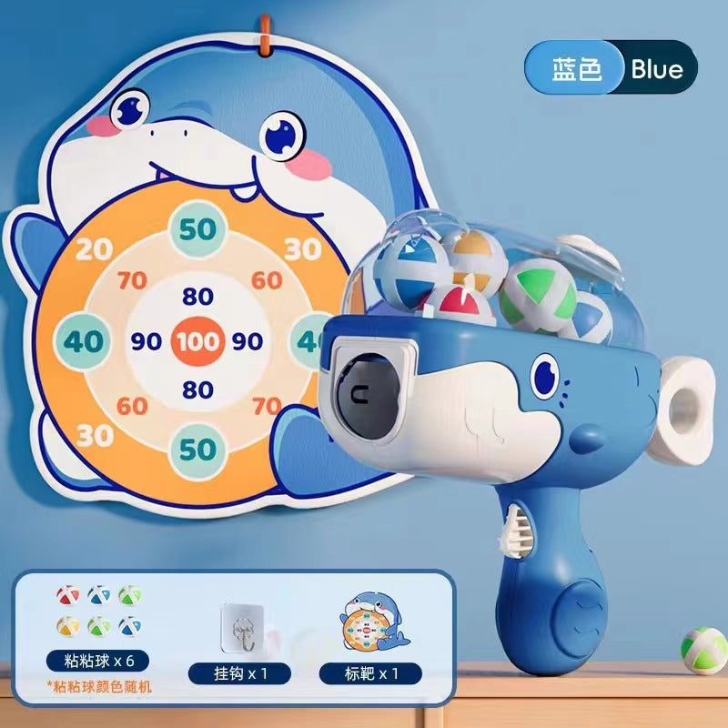 Douyin popular whale ball gun sticky ball target ball toy children's personal interactive shooting boy toy - (Bagged) blue…