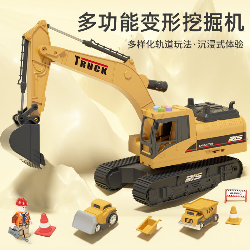 Cross-border new children's multi-functional deformation engineering excavator storage music early education inertia toy…