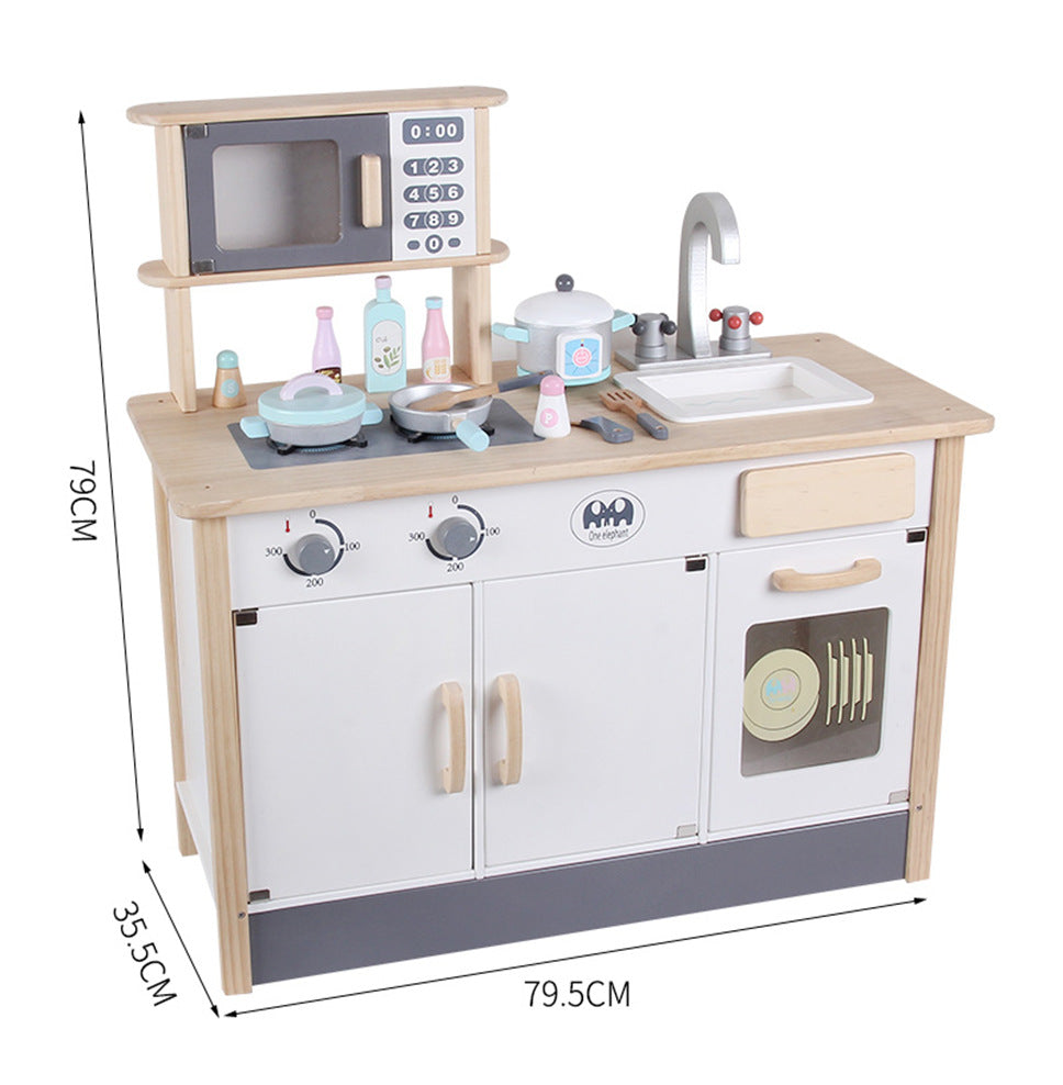 Danish Children's Pretend Play Kitchen Cooking Toy Set with Realistic Sound and Light, Refrigerator, and Wooden Stove…