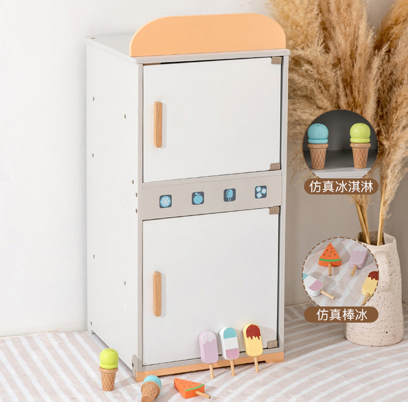 Danish Children's Pretend Play Kitchen Cooking Toy Set with Realistic Sound and Light, Refrigerator, and Wooden Stove…
